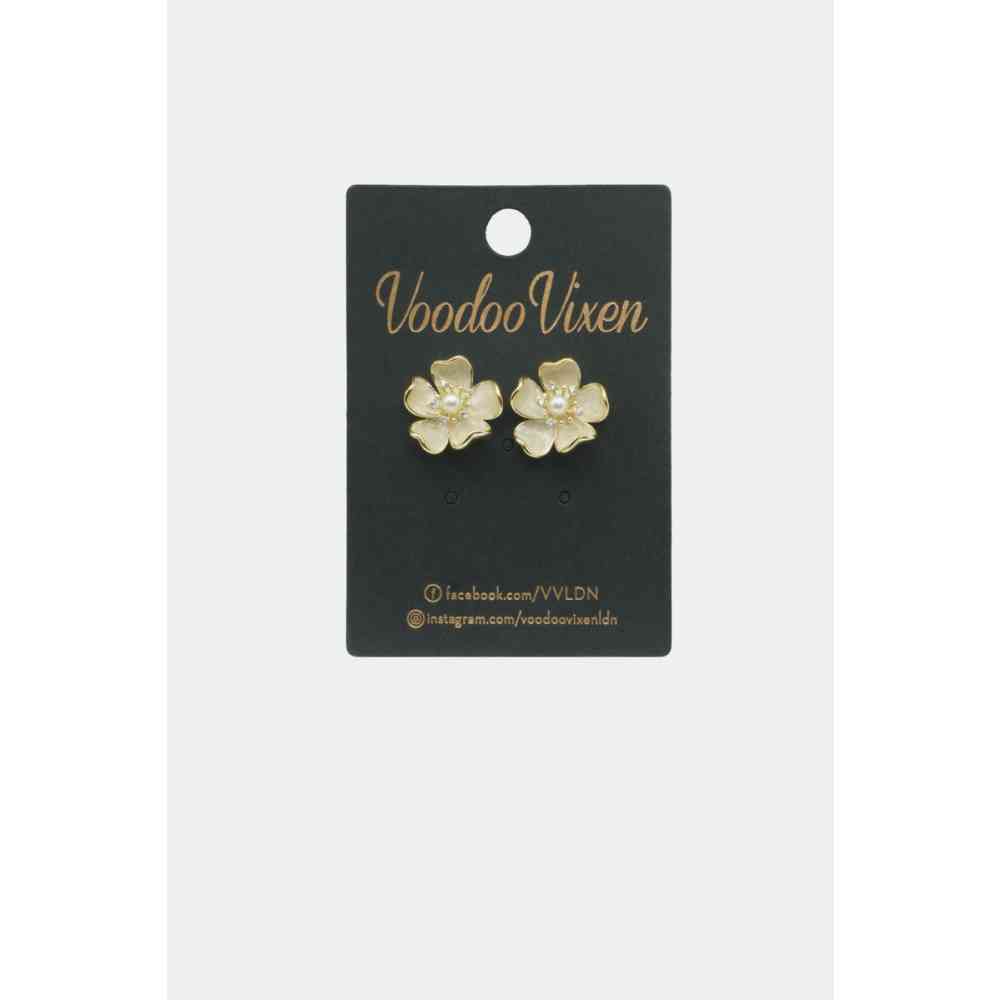 Voodoo Vixen - Pearlescent Flower Stud Des boucles d'oreilles - Blanc